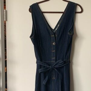 Universal Thread Blue Denim Jumpsuit Sleeveless Fitted Waist